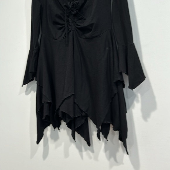 Current Mood Fairy / Dark Magic Black tier handkerchief hem cold shoulder mini - Picture 6 of 8